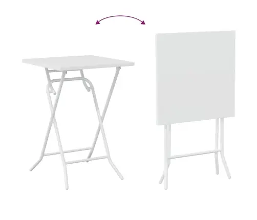 3 Daļu Salokāmais Bistro Komplekts Balta Tērauda Vidaxl