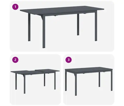 Pratęsimo Stalas Antracitas 180 X 80 X 76 Cm Plienas