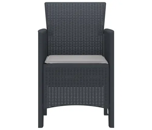 Dārza Krēsli Ar Spilveniem 2 Gab. Antracīts Polirattan Vidaxl