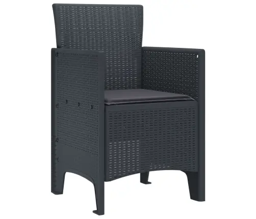 Dārza Krēsli Ar Spilveniem 2 Gabali Antracīts Poli Rattans Vidaxl