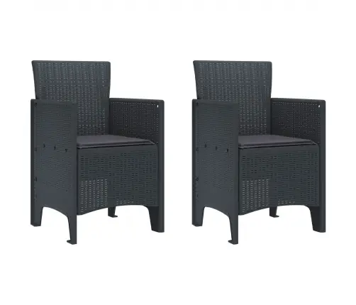 Dārza Krēsli Ar Spilveniem 2 Gabali Antracīts Poli Rattans Vidaxl