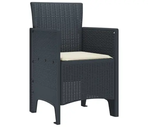 Dārza Krēsli Ar Spilveniem 2 Gb Antracīts Poligran Vidaxl