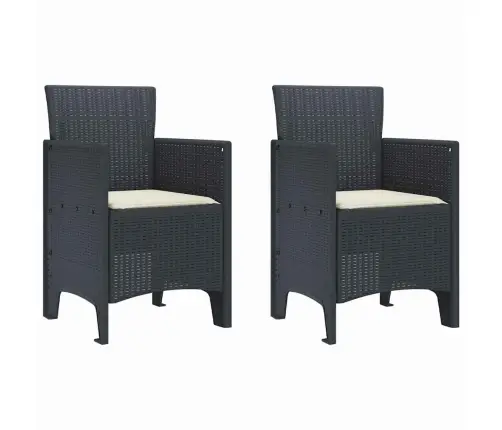 Dārza Krēsli Ar Spilveniem 2 Gb Antracīts Poligran Vidaxl