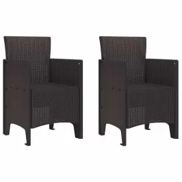 Sodo Kėdė Su Pagalve 2 Pcs Ruda 53 X 49 X 85 Cm Polipropilenas