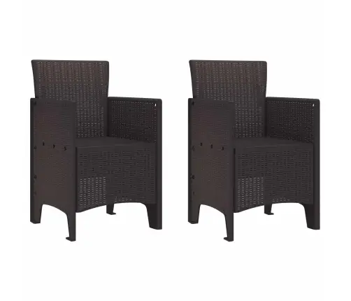 Sodo Kėdė Su Pagalve 2 Pcs Ruda 53 X 49 X 85 Cm Polipropilenas