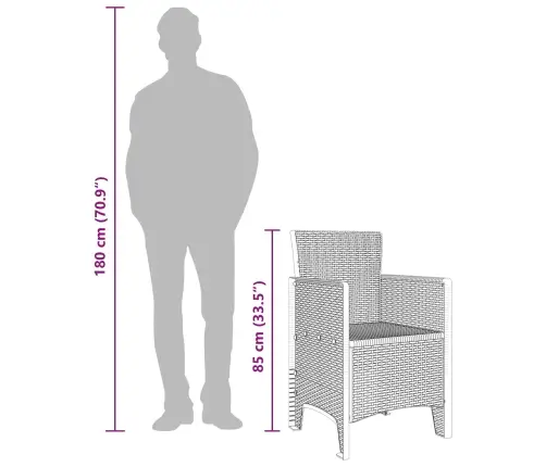 Sodo Kėdė Su Pagalve 2 Pcs Ruda 53 X 49 X 85 Cm Polipropilenas