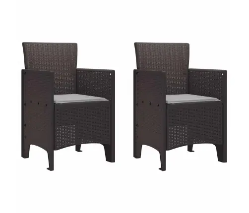 Sodo Kėdė Su Pagalve 2 Pcs Ruda 53 X 49 X 85 Cm Polipropilenas
