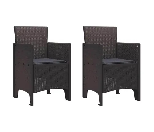 Dārza Krēsli Ar Spilveniem 2 Gab Brūns Vidaxl