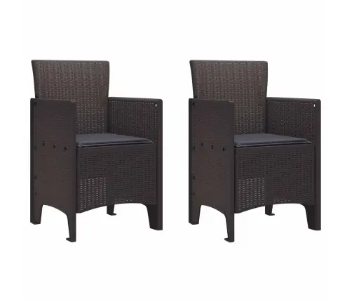 Dārza Krēsli Ar Spilveniem 2 Gab Brūns Vidaxl