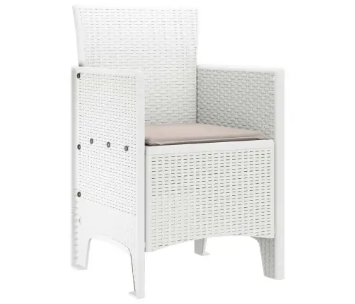 Dārza Krēsli Ar Spilveniem 2 Gab. Balts Poli Rotangpalma Vidaxl