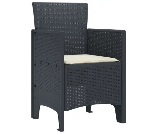 Dārza Krēsli Ar Spilveniem 4 Gab. Antracīta Poli Ratanā Vidaxl