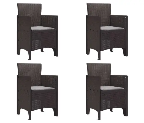 Dārza Krēsli Ar Spilveniem 4 Gab. Brūns Poli Ratan Vidaxl