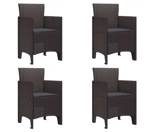 Dārza Krēsli Ar Spilveniem 4 Gab. Brūnā Poliratanā Vidaxl