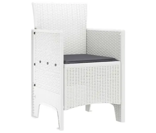 Dārza Krēsli Ar Spilveniem 4 Gabali Baltā Poliratonā Vidaxl