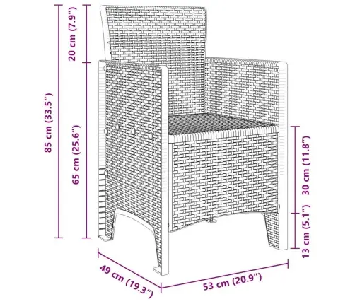 Sodo Kėdė 4 Pcs Šviesiai Pilka 53 X 49 X 85 Cm Pp