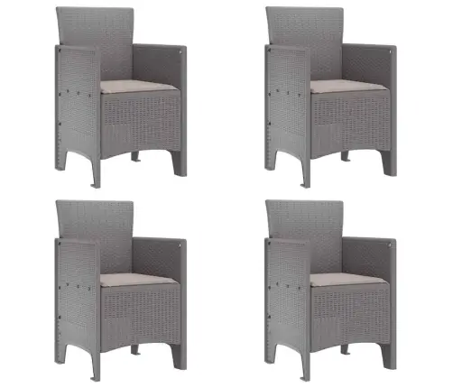 Dārza Krēsli Ar Spilveniem 4 Gab. Gaiši Pelēks Polietilēna Rotangpalma Vidaxl