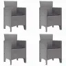 Dārza Krēsli Ar Spilveniem 4 Gab. Gaiši Pelēki Poli Ratanu Vidaxl