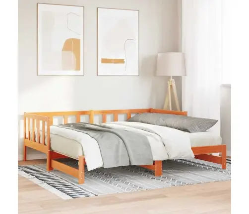 Izvelkamais Dienas Gultas Rāmjis Bez Matrača Vaksas Brūnā Krāsā 2X(90X190) Cm Vidaxl