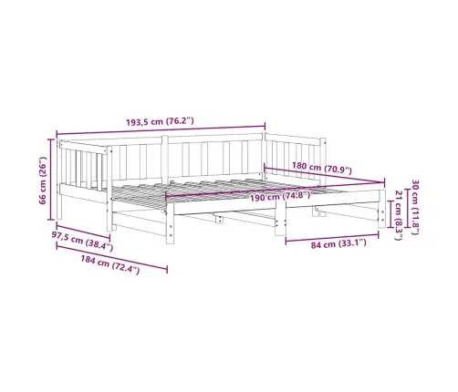 Izvelkamais Dienas Gultas Rāmjis Bez Matrača Vaksas Brūnā Krāsā 2X(90X190) Cm Vidaxl