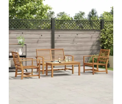 Dārza Dīvānu Komplekts 4 Pcs Dabiska Masīvs Tīkkoks