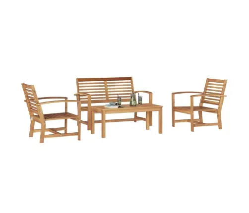 Dārza Dīvānu Komplekts 4 Pcs Dabiska Masīvs Tīkkoks