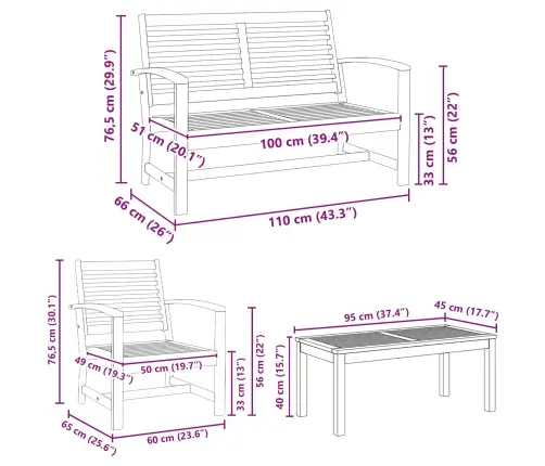 Dārza Dīvānu Komplekts 4 Pcs Dabiska Masīvs Tīkkoks