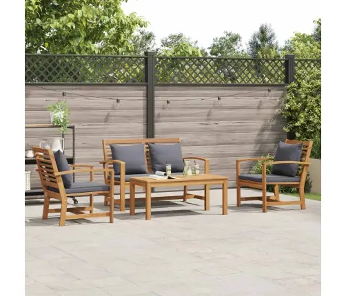 Dārza Dīvānu Komplekts 4 Pcs Dabiska Masīvs Tīkkoks