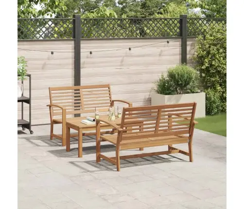 Sodo Sofų Rinkinys 3 Pcs Natūrali Kieto Teka Medžio