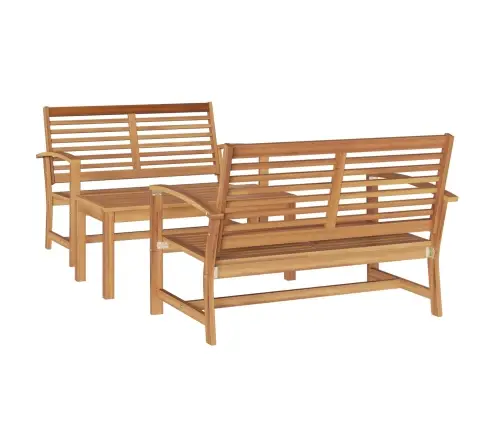 Sodo Sofų Rinkinys 3 Pcs Natūrali Kieto Teka Medžio