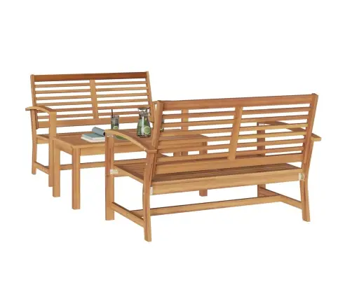 Dārza Dīvānu Komplekts 3 Pcs Dabiska Masīvs Tīkkoks