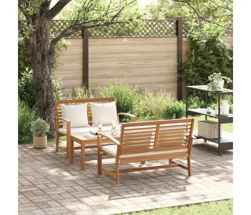 Dārza Dīvānu Komplekts 3 Pcs Dabiska Masīvs Tīkkoks