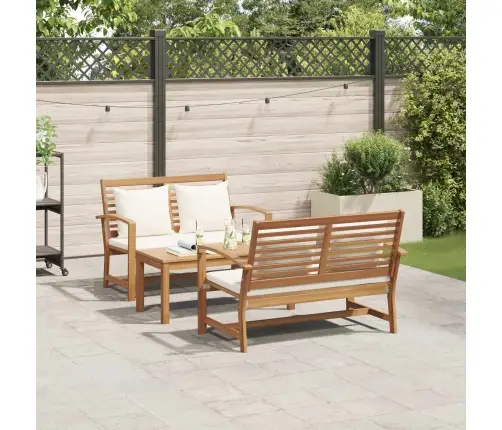 Dārza Dīvānu Komplekts 3 Pcs Dabiska Masīvs Tīkkoks