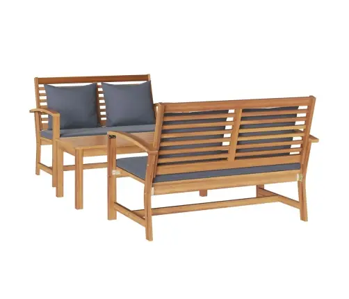 Sodo Sofų Rinkinys 3 Pcs Natūrali Kieto Teka Medžio