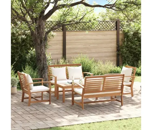 Dārza Dīvānu Komplekts 5 Pcs Dabiska Masīvs Tīkkoks