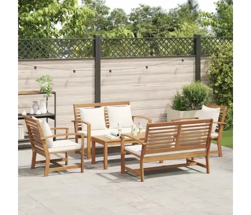 Dārza Dīvānu Komplekts 5 Pcs Dabiska Masīvs Tīkkoks