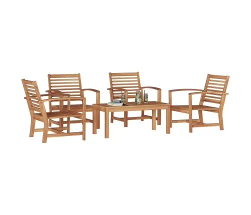 Dārza Dīvānu Komplekts 5 Pcs Dabiska Masīvs Tīkkoks