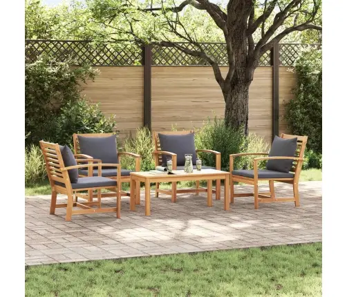 Dārza Dīvānu Komplekts 5 Pcs Dabiska Masīvs Tīkkoks