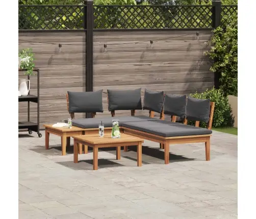 Dārza Sola Komplekts 4 Pcs Brūns Un Tumši Pelēks Un Brūns Vidaxl