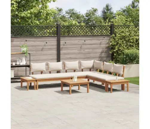 Sodo Sofų Rinkinys 4 Pcs Ruda Ir Grietinėlė