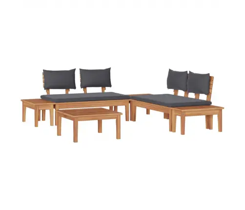 Sodo Sofų Rinkinys 3 Pcs Ruda Ir Pilka