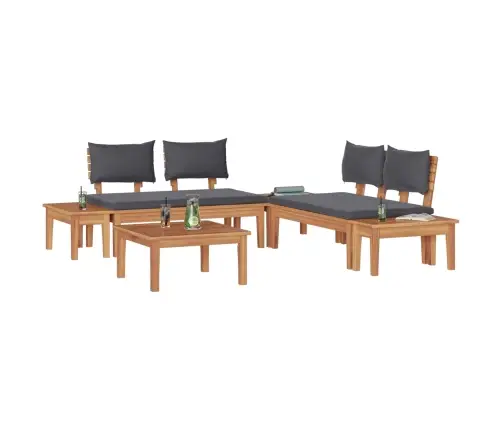 Sodo Sofų Rinkinys 3 Pcs Ruda Ir Pilka