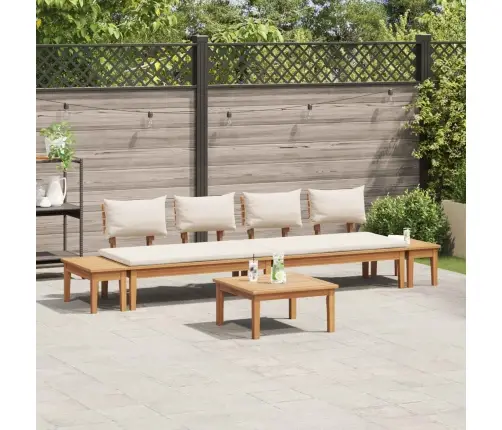 5 Daļu Dārza Soliņu Komplekts Ar Spilveniem - Cietais Teika Koks Vidaxl