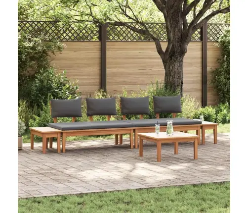 5 Daļu Dārza Galds No Cieta Teikas Koka Vidaxl