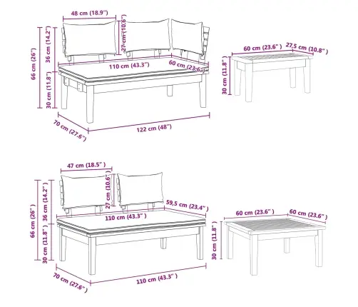 5 Daļu Dārza Galds Ar Spilveniem - Masīvkoka Teak Vidaxl