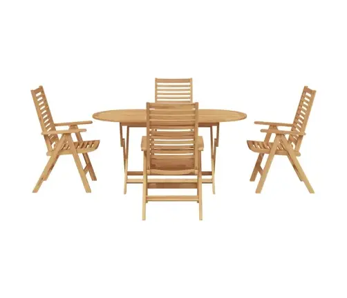 Sodo Valgomojo Komplektas 5 Pcs Ruda Tikmedžio Masyvas