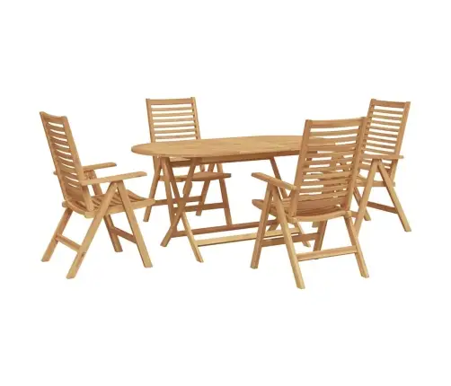 Sodo Valgomojo Komplektas 5 Pcs Ruda Tikmedžio Masyvas