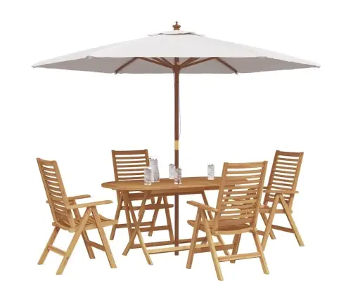 Sodo Valgomojo Komplektas 5 Pcs Ruda Tikmedžio Masyvas