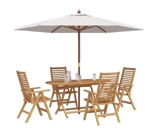 5 Daļu Dārza Ēdamā Seta Salokāms Masīvs Koks Tīkkoks Vidaxl