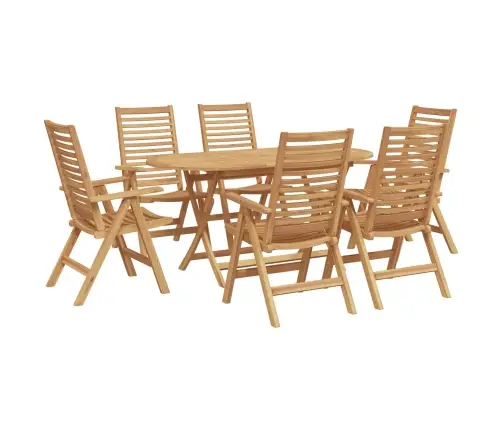 Sodo Valgomojo Komplektas 7 Pcs Ruda Kieto Teka Medžio