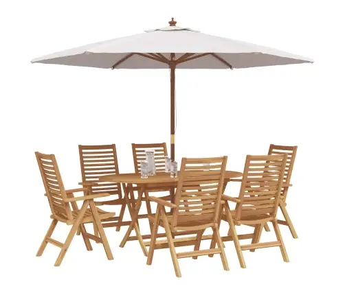 7 Daļu Dārza Ēdamkomplekts Salokāms Masīvs Koks Tīkkoks Vidaxl